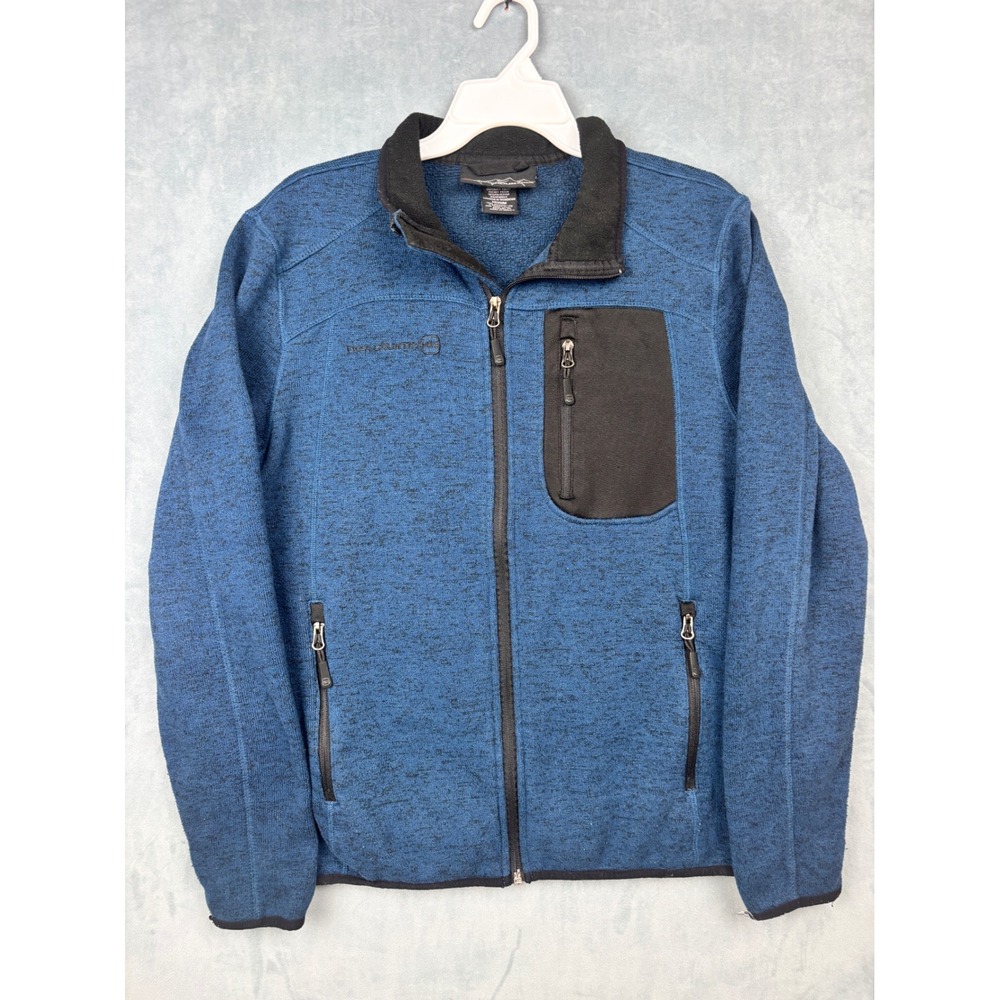 Free Country Mens Blue Marled Full Zip Sweater Fleece Jacket Medium FC-7
